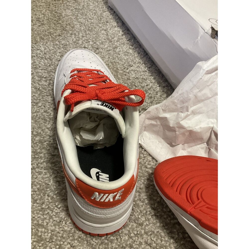 Nike Dunk Low By You White Orange Leather Sneakers Mens 10.5 Womens 12